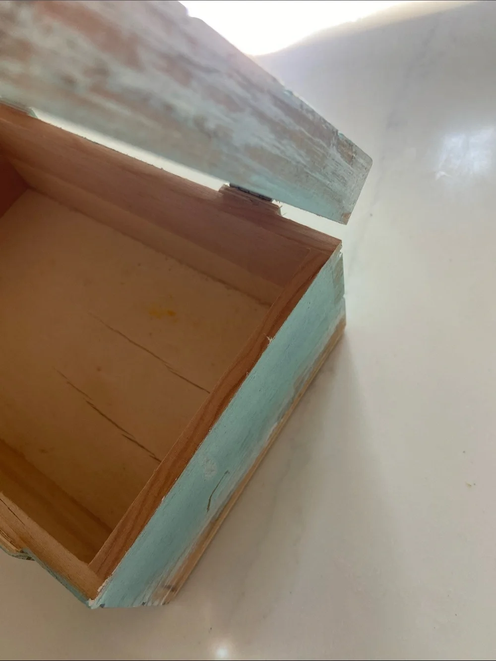 Coastal Wooden Trinket Box in Light Aqua - Nautical Accent